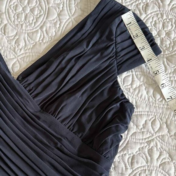 Adrianna Papell Dress Size 8 Navy Blue Tiered Layered Ruffle V Neck Cap Sleeve - Picture 8 of 11